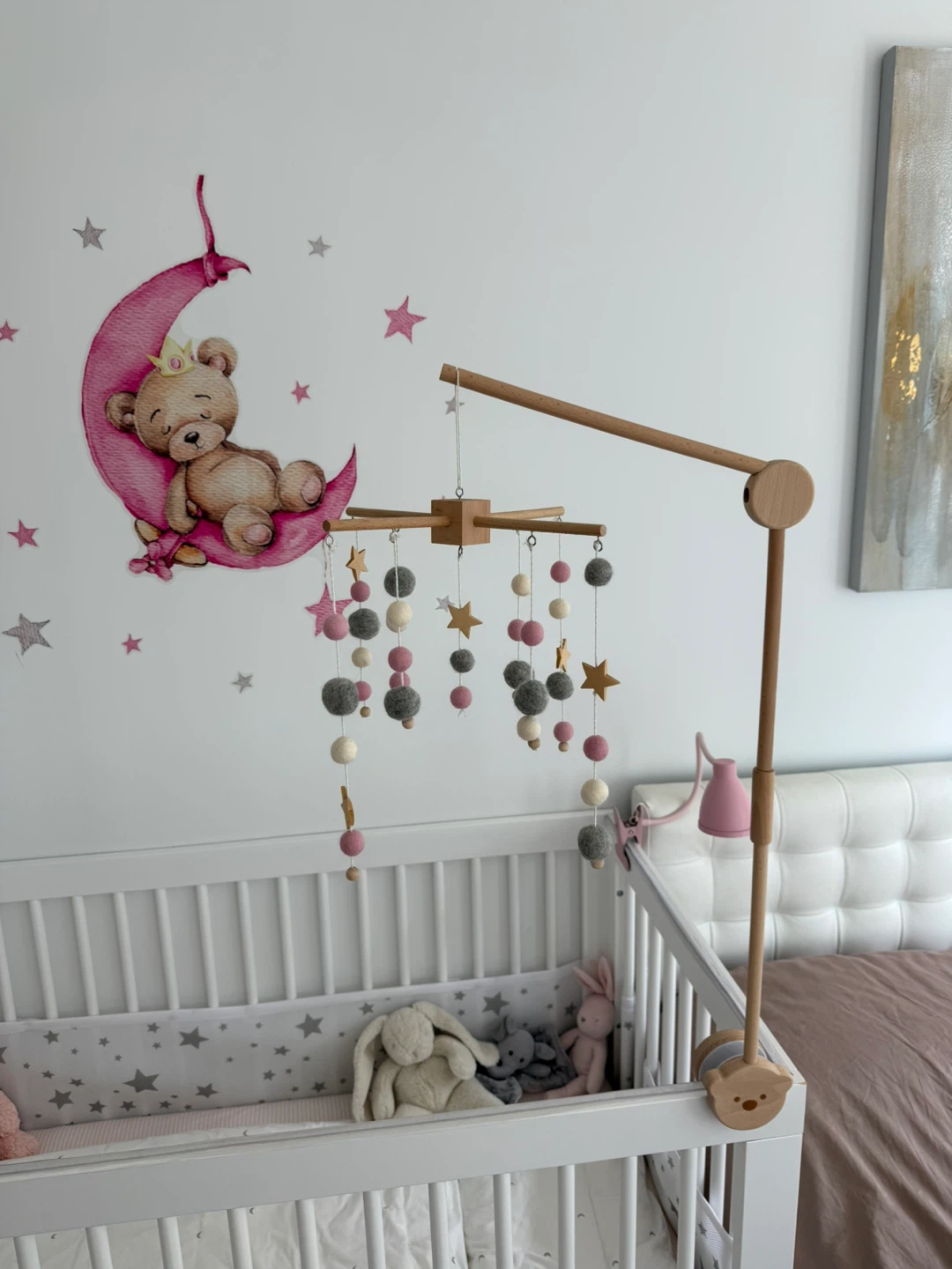 Crib nursery felt mobile with arm - Like New