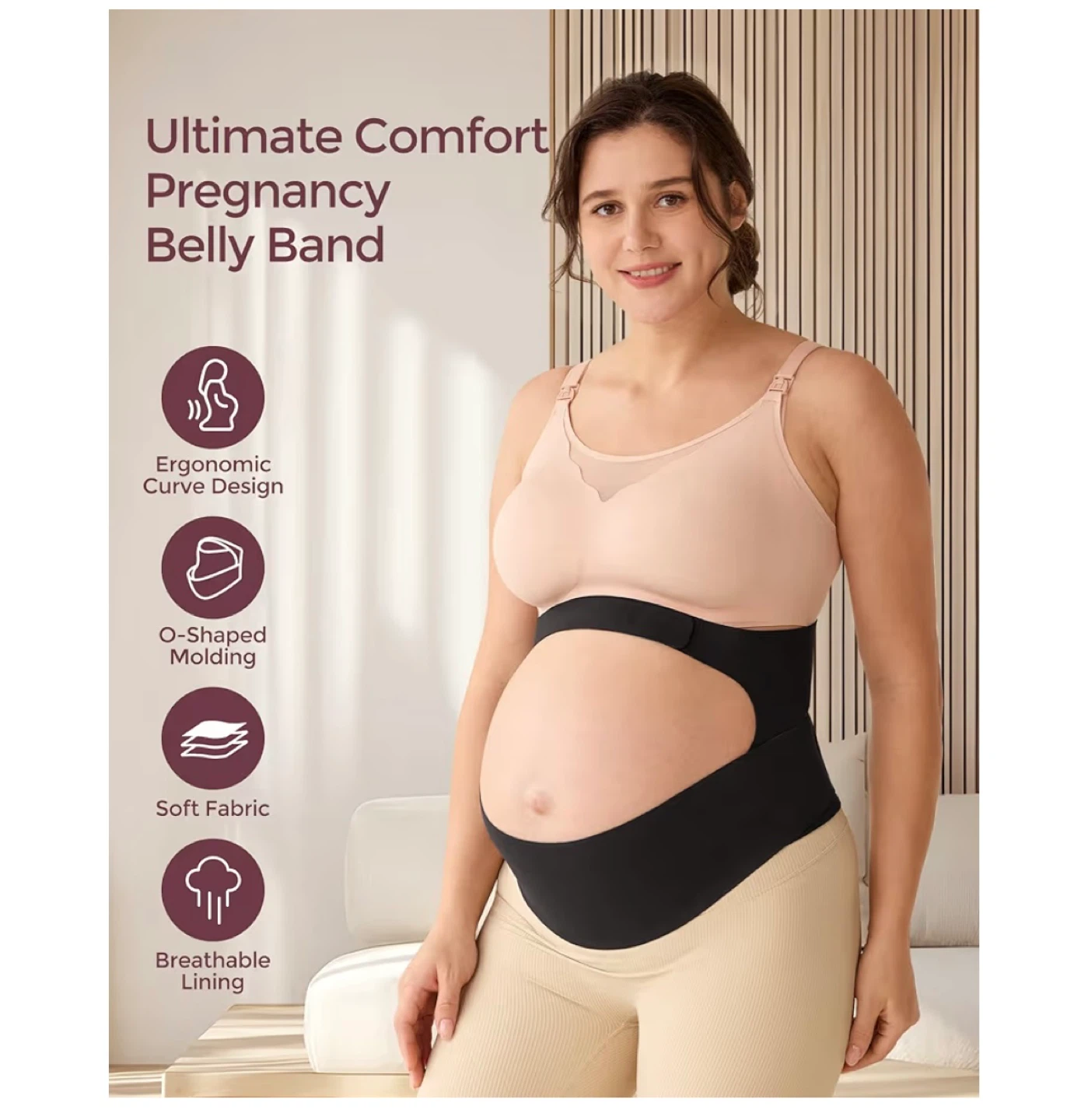 Momcozy Ultimate Comfort Pregnancy Belly Band - Black - photo 2