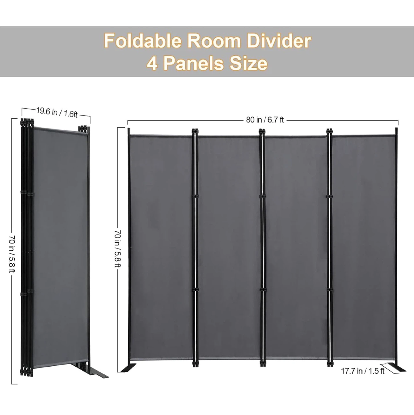 Foldable 4-Panel Room Divider set of 2