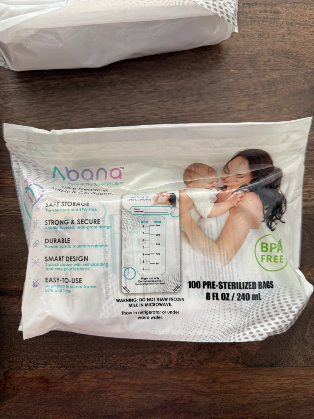 Breastmilk storage bags - 8 oz - 100 count - unopened 4 bags - photo 2