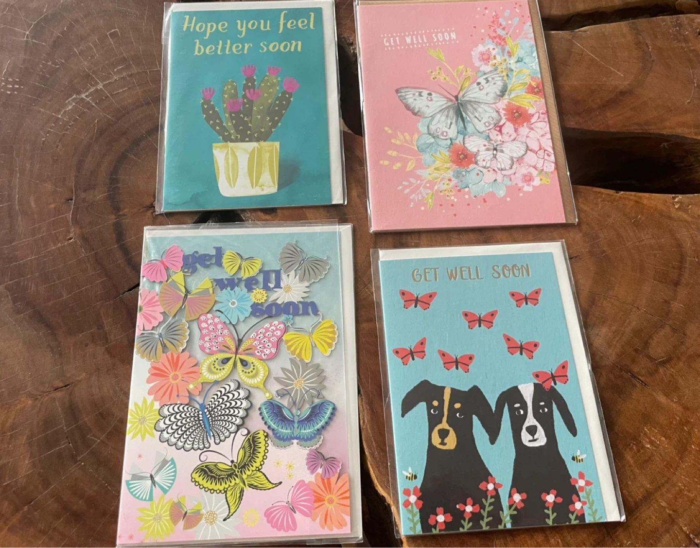 Get Well Soon Card collection of 4 NEW