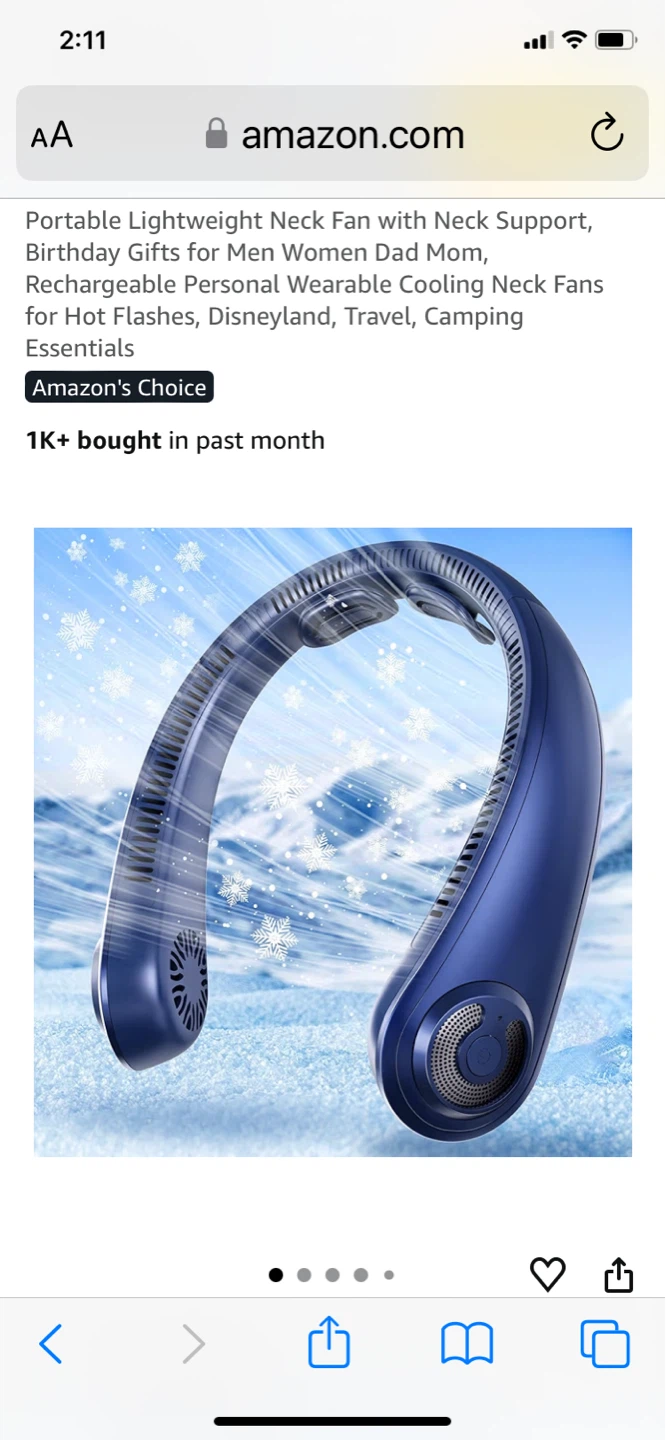 Portable Neck Fan with 5 Speed Settings