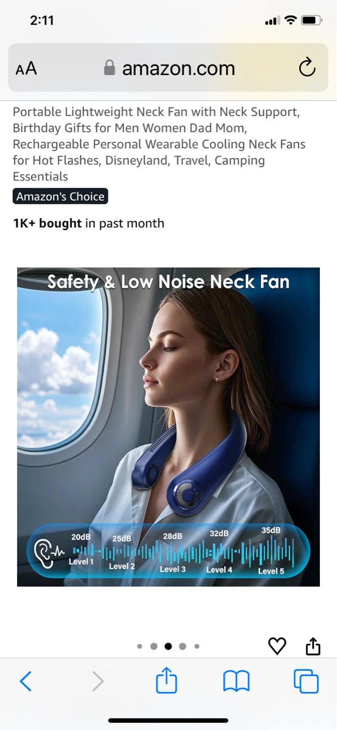 Portable Neck Fan with 5 Speed Settings - photo 3