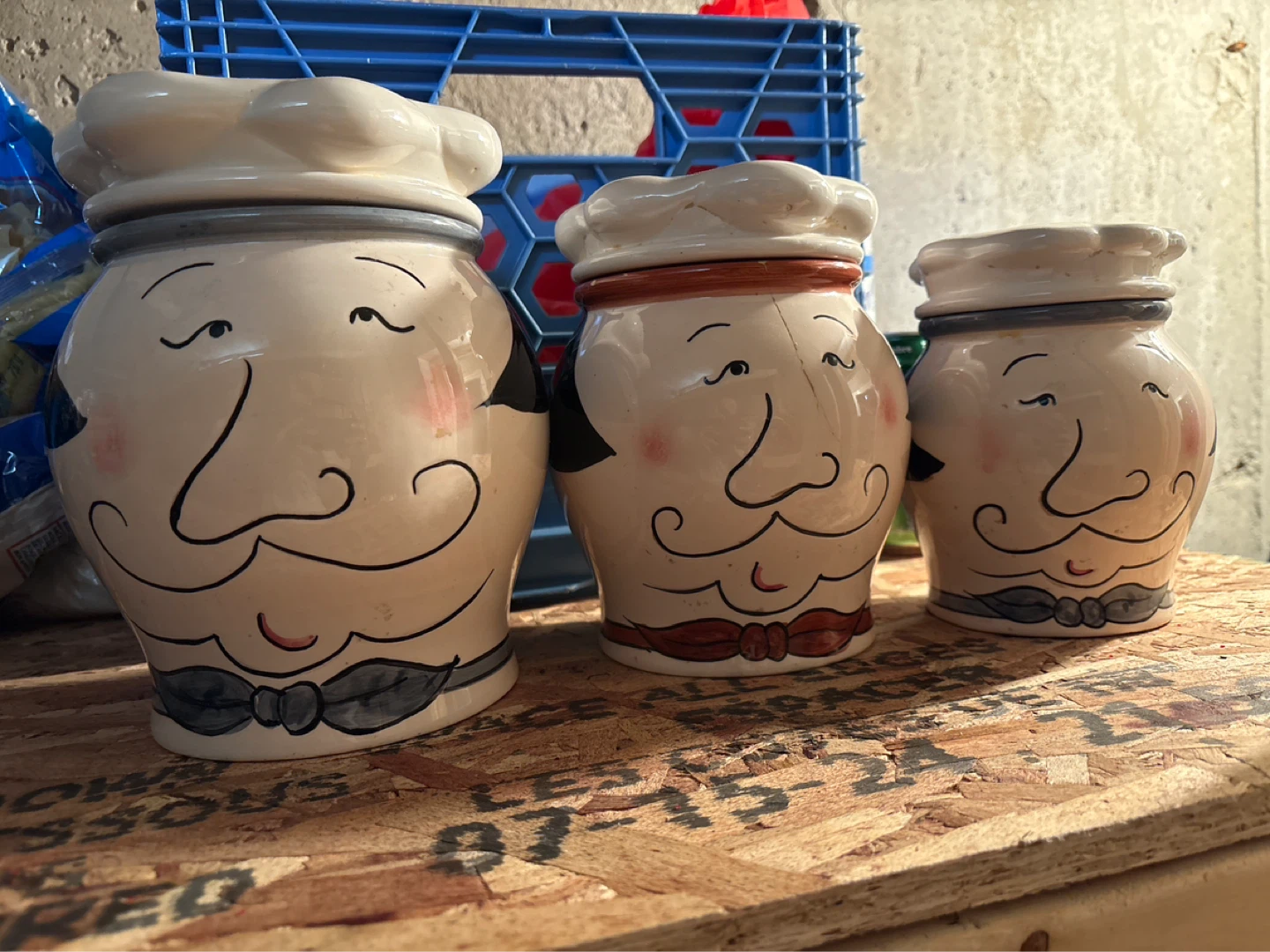Set of 3 Chef Face Ceramic Canisters