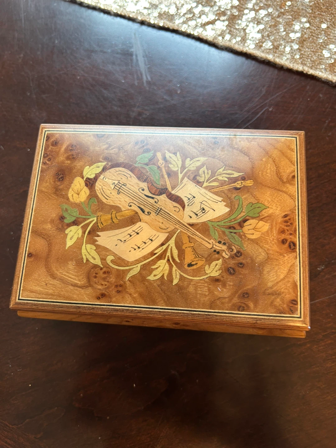 Vintage "The Night" Swiss Musical Movement Jewelry Box