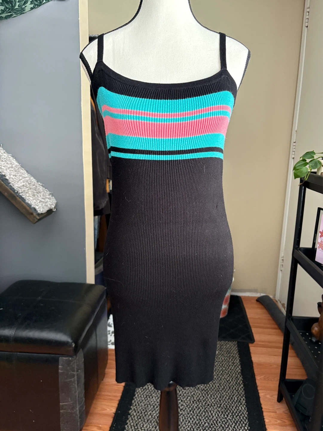 Forever 21+ Striped Ribbed Spaghetti Strap Dress