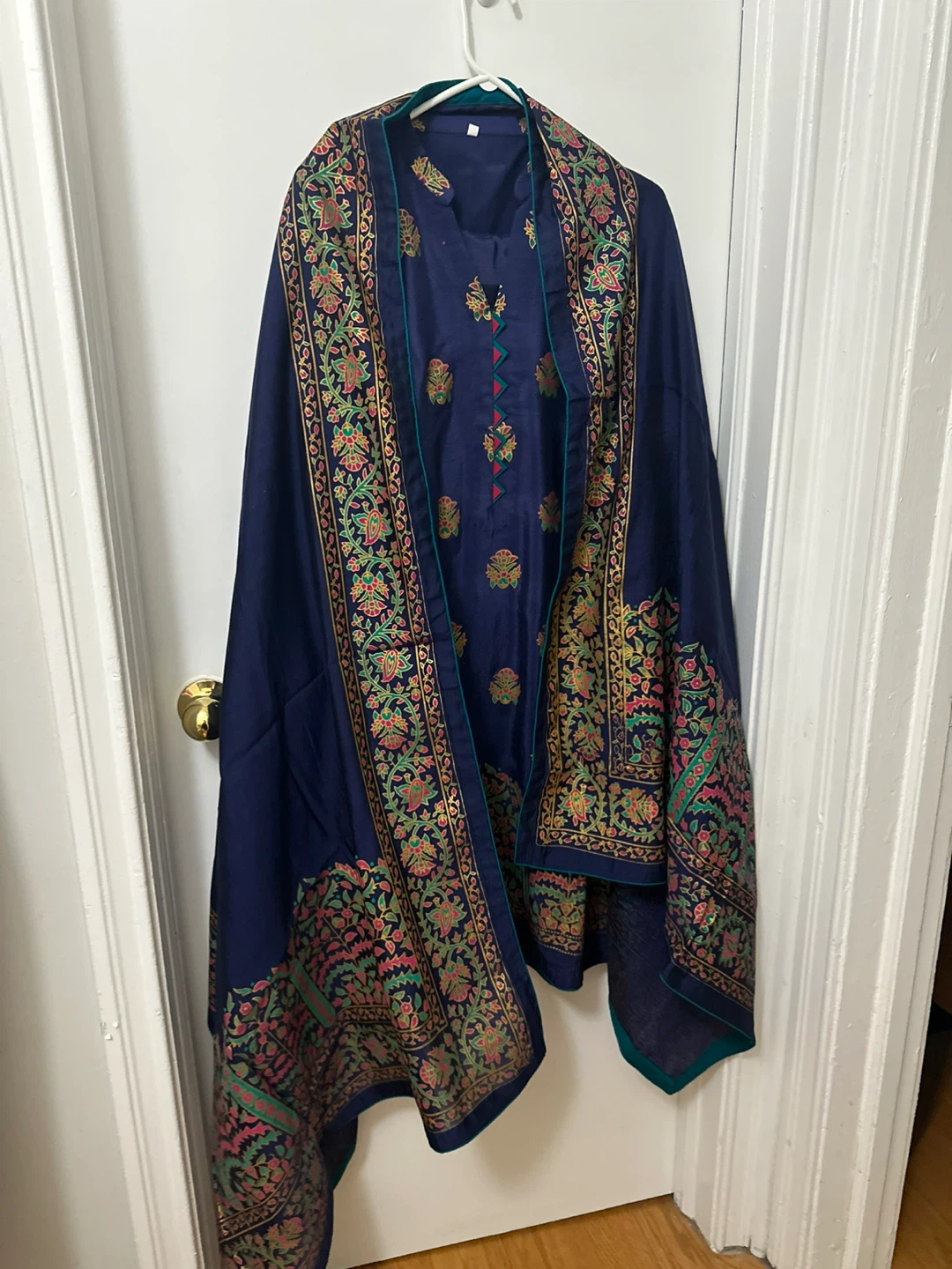 Indigo Blue Embroidered 3-Piece Suit with Dupatta