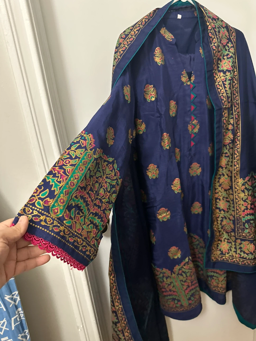 Indigo Blue Embroidered 3-Piece Suit with Dupatta - photo 5
