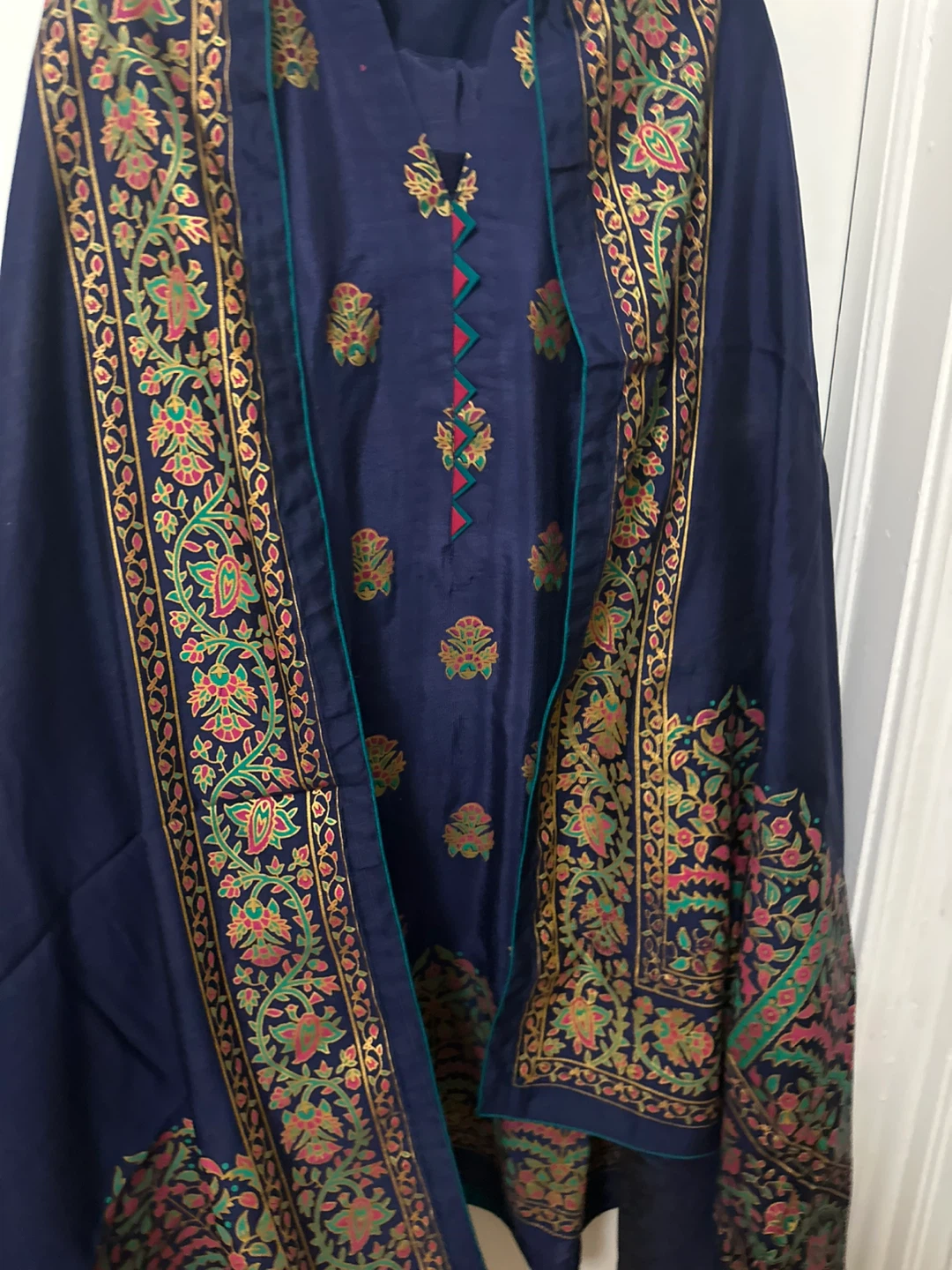 Indigo Blue Embroidered 3-Piece Suit with Dupatta - photo 2
