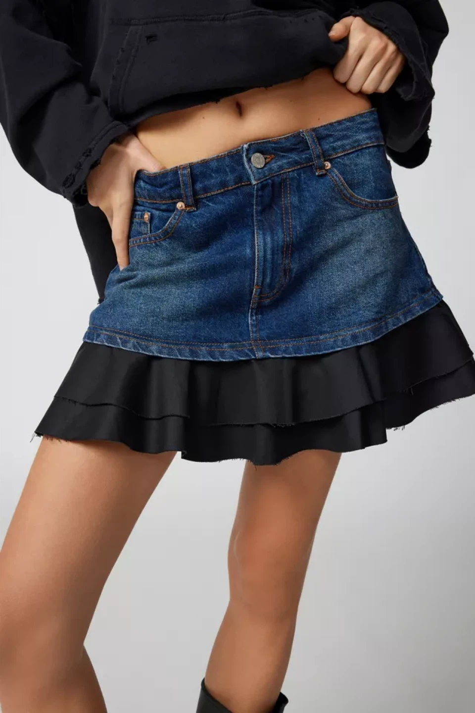 Urban Outfitters Shannon Denim Ruffle Mini Skirt