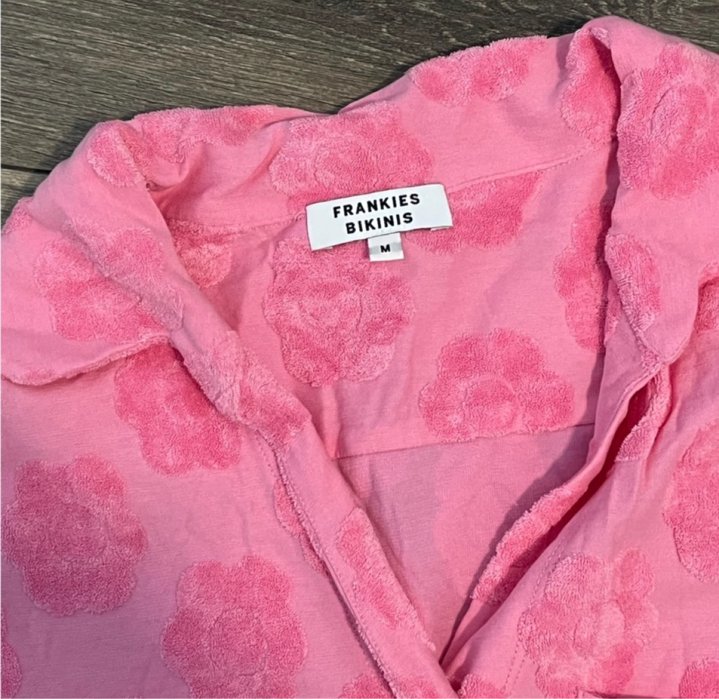 Frankies Bikinis Pink Terrycloth Floral Lounge Set M - photo 3