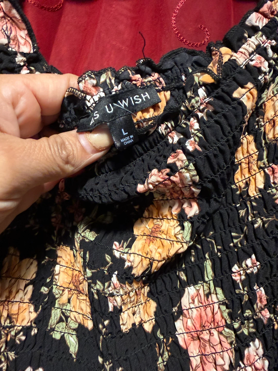 AS U WISH Floral Tiered Mini Dress - Black - Size L - photo 2
