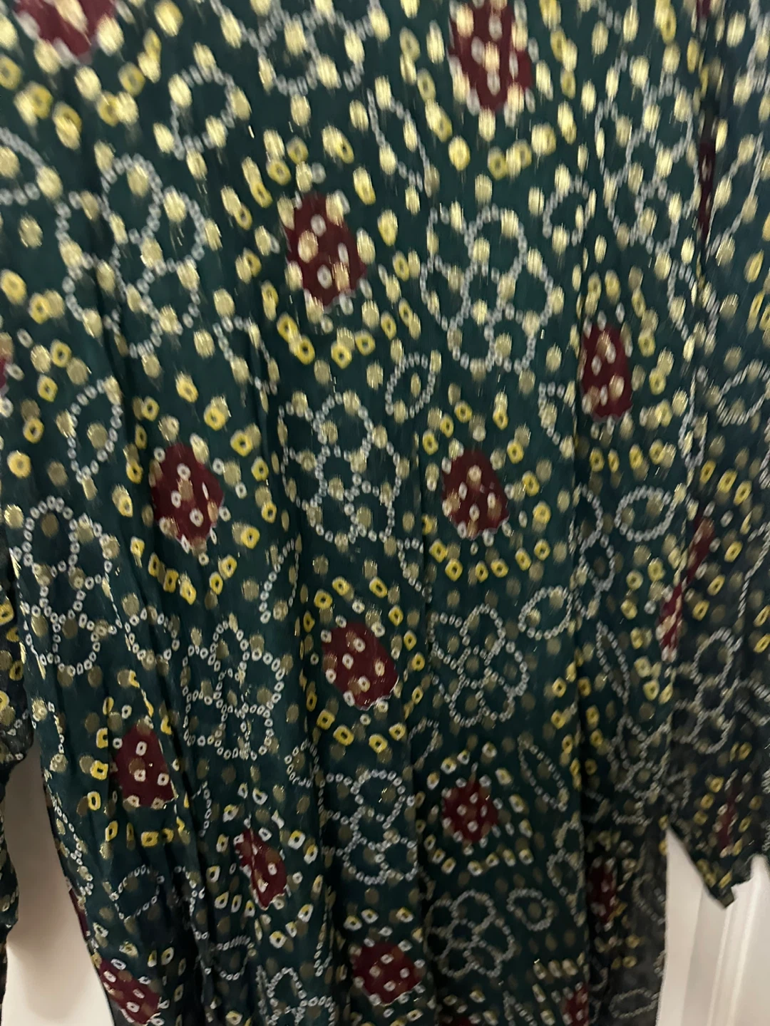 Women's dress and Pants Set - Green Bandhani Print - photo 2