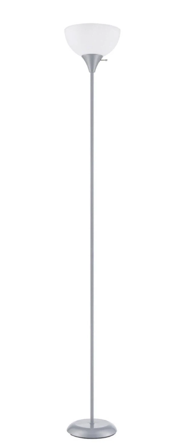 Silver Floor Lamp with White Shade