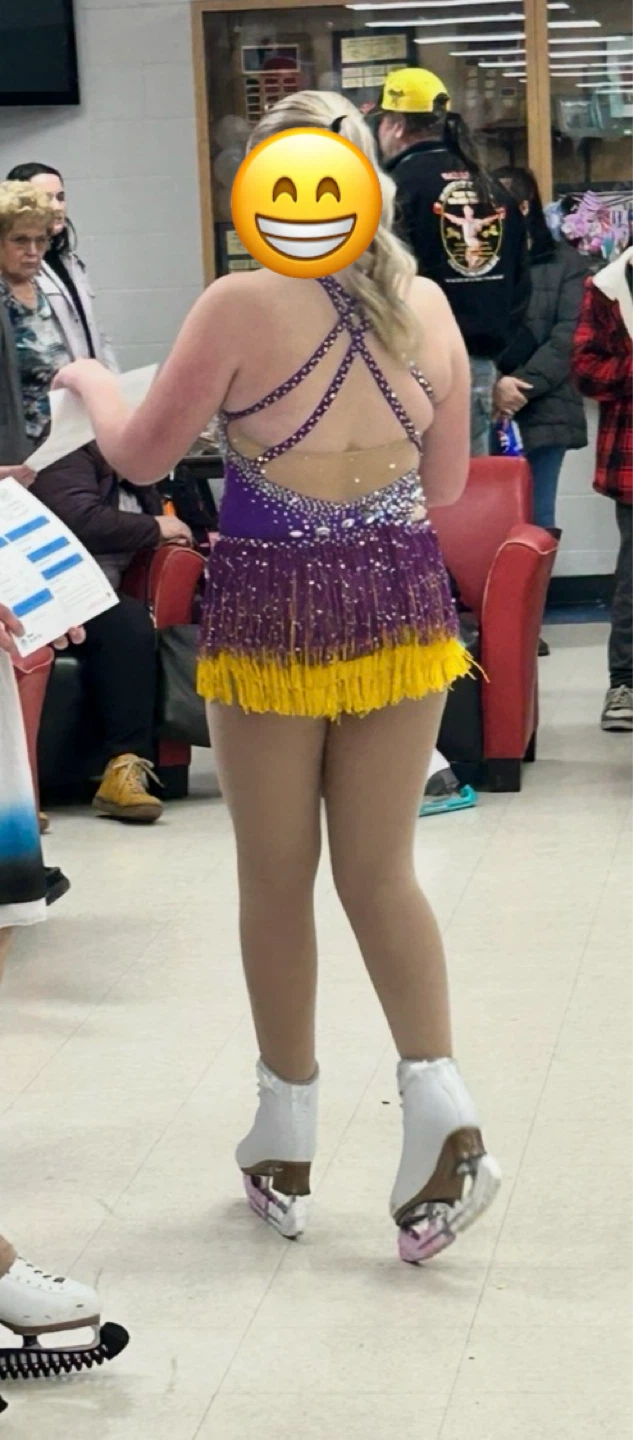 Purple and Yellow Rhinestone Dance Costume with Fringe - photo 2