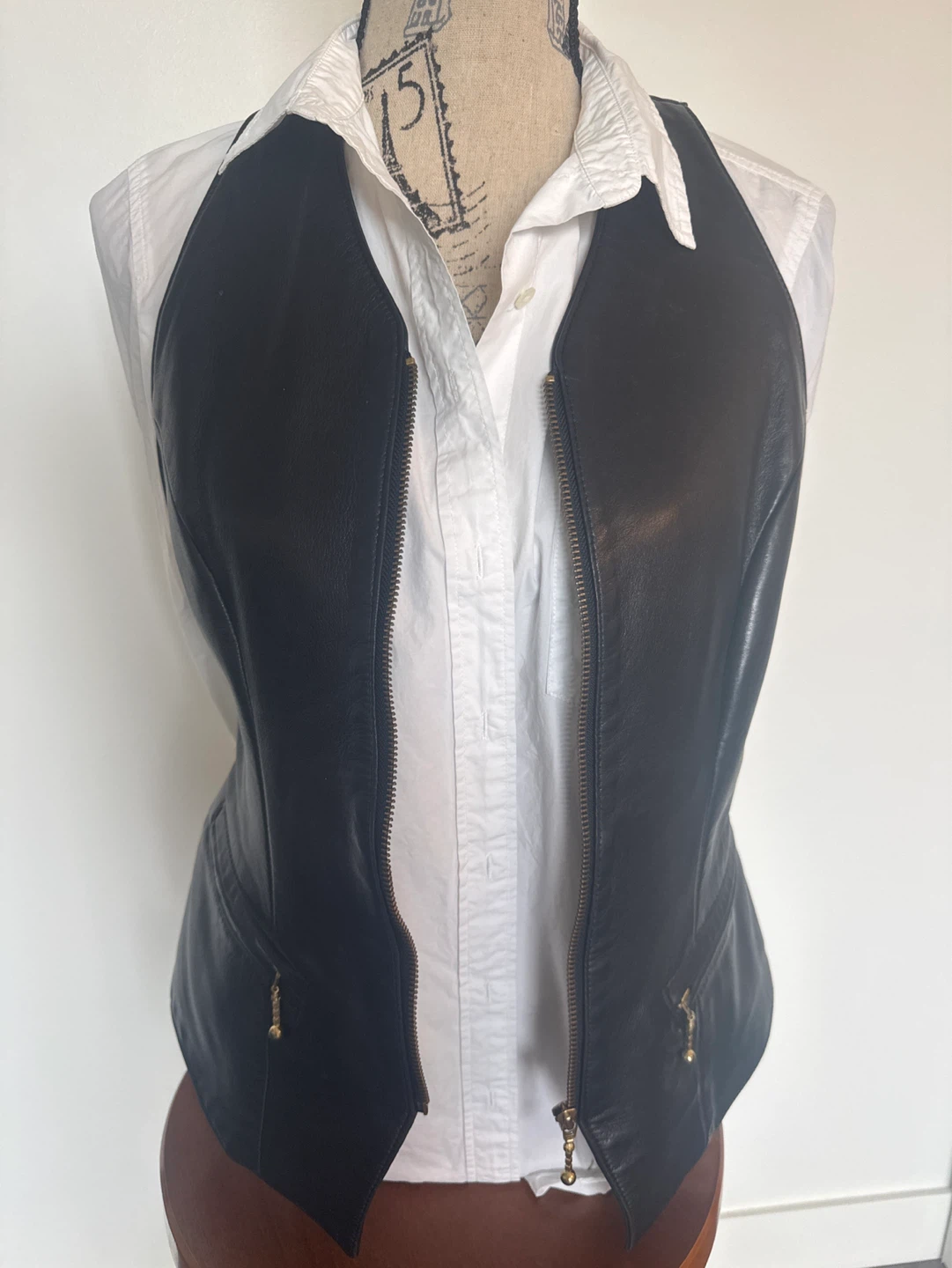 Black Leather Zip-Up Vest - photo 5