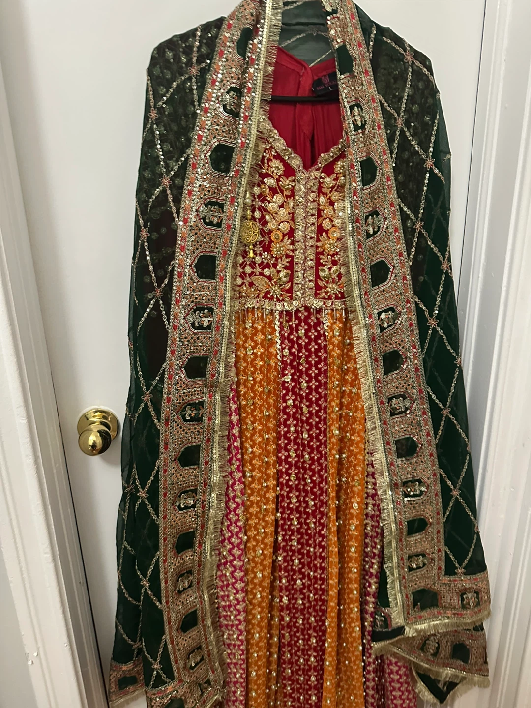 Embellished long dress for Mehndi