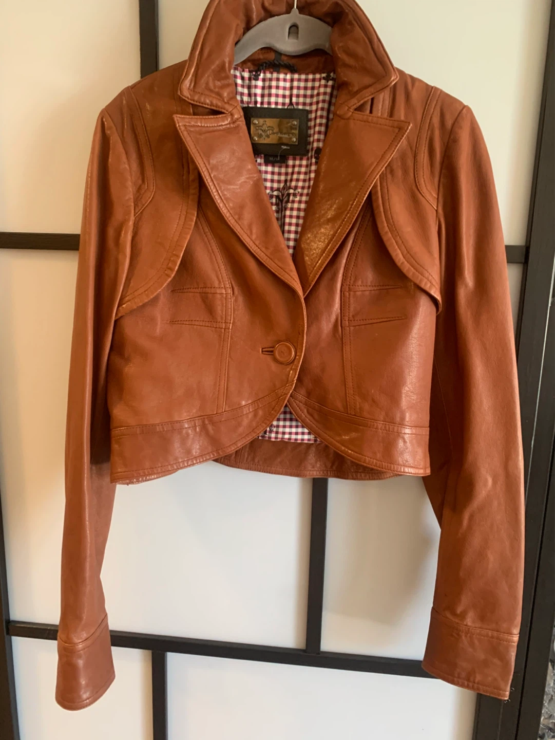 NEW Mackage Brown Leather Cropped Jacket - Size M - photo 4