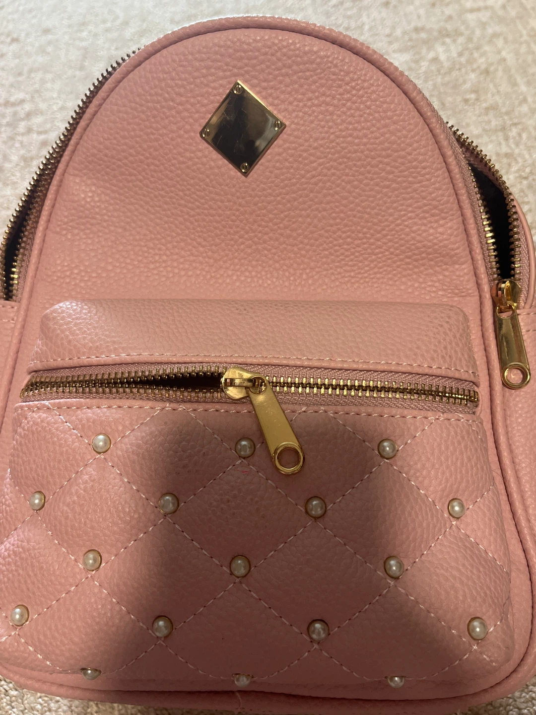 Claire's Pink  Mini Backpack with Pearls - photo 4