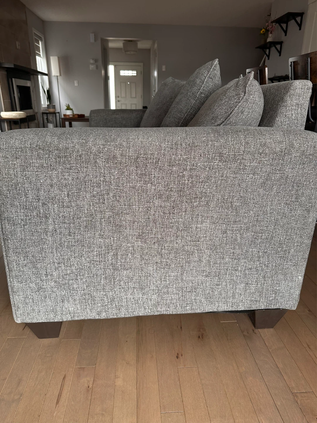 Grey Fabric Sofa with Throw Pillows - photo 2