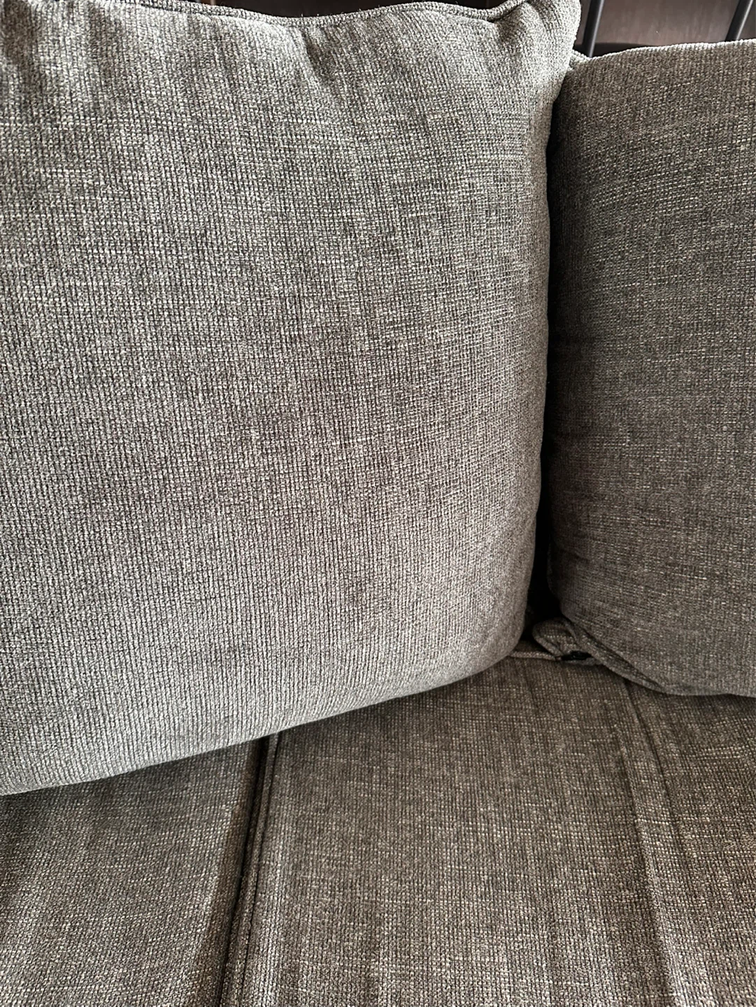 Grey Fabric Sofa with Throw Pillows - photo 3