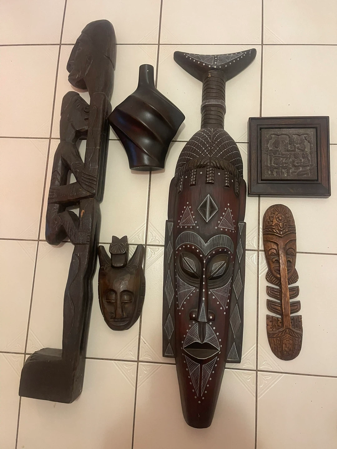 Lot of 6 Carved Wooden Decorative Items