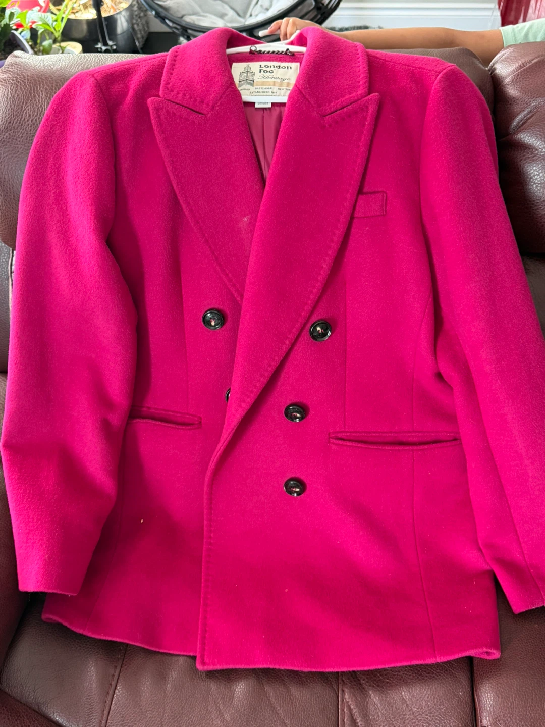 London Fog Double-Breasted Blazer - Bright Pink