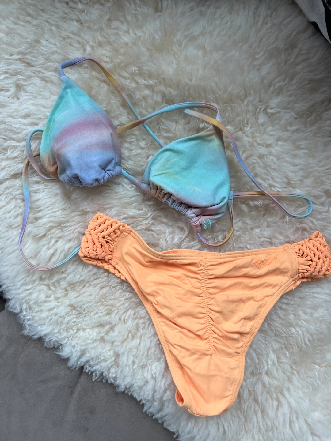 Bikini Set - Tie-Dye Top, Orange Bottoms