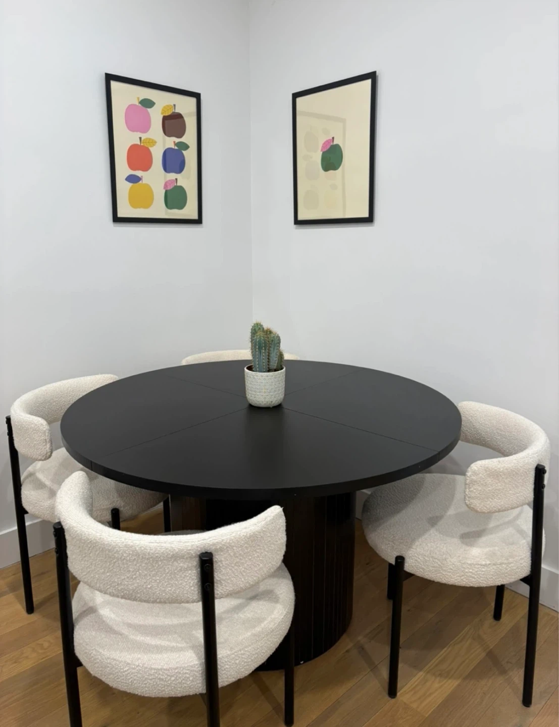 Black Round Dining Table with 4 Chairs