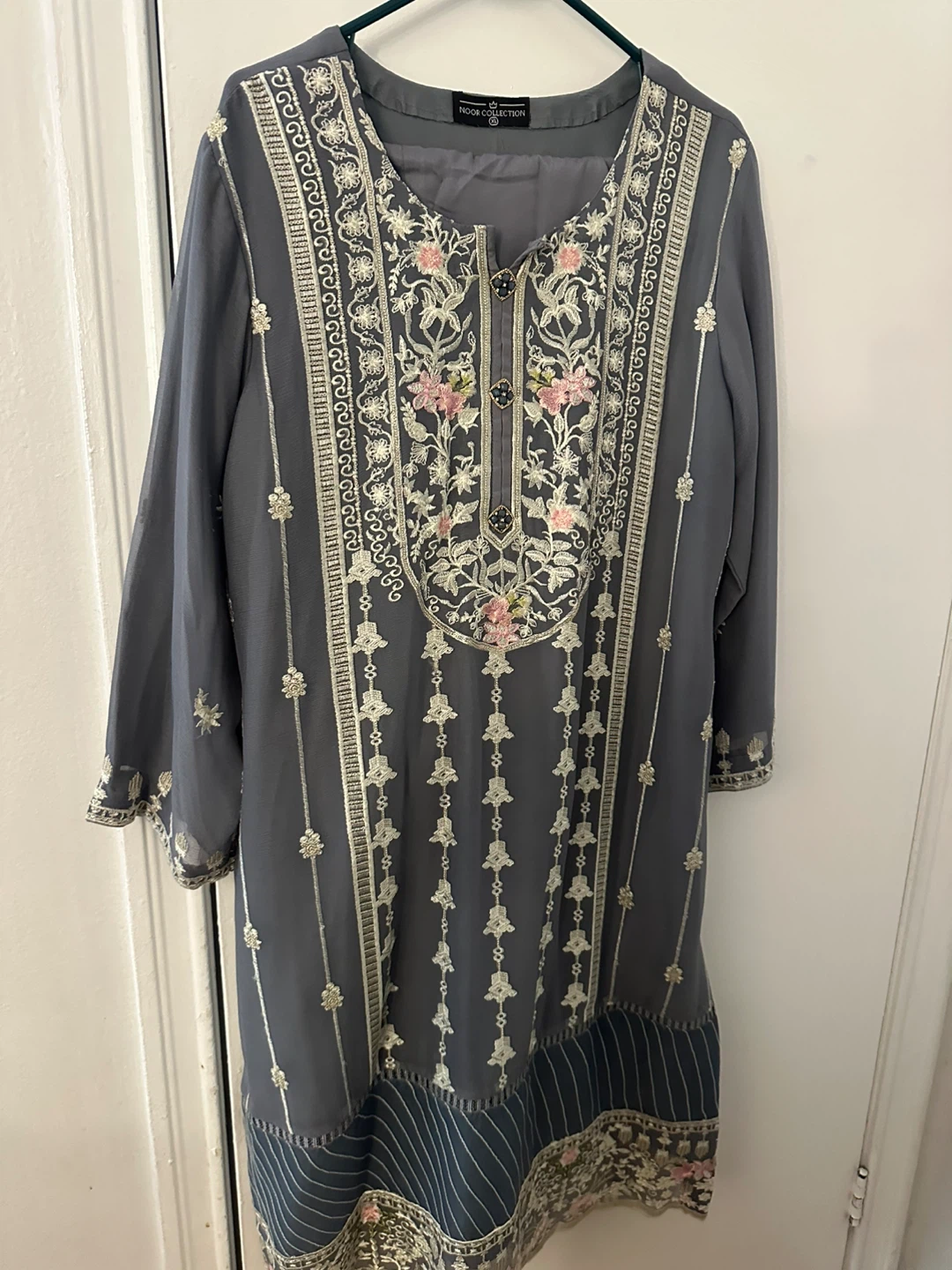 Light Grey Embroidered suit with Dupatta