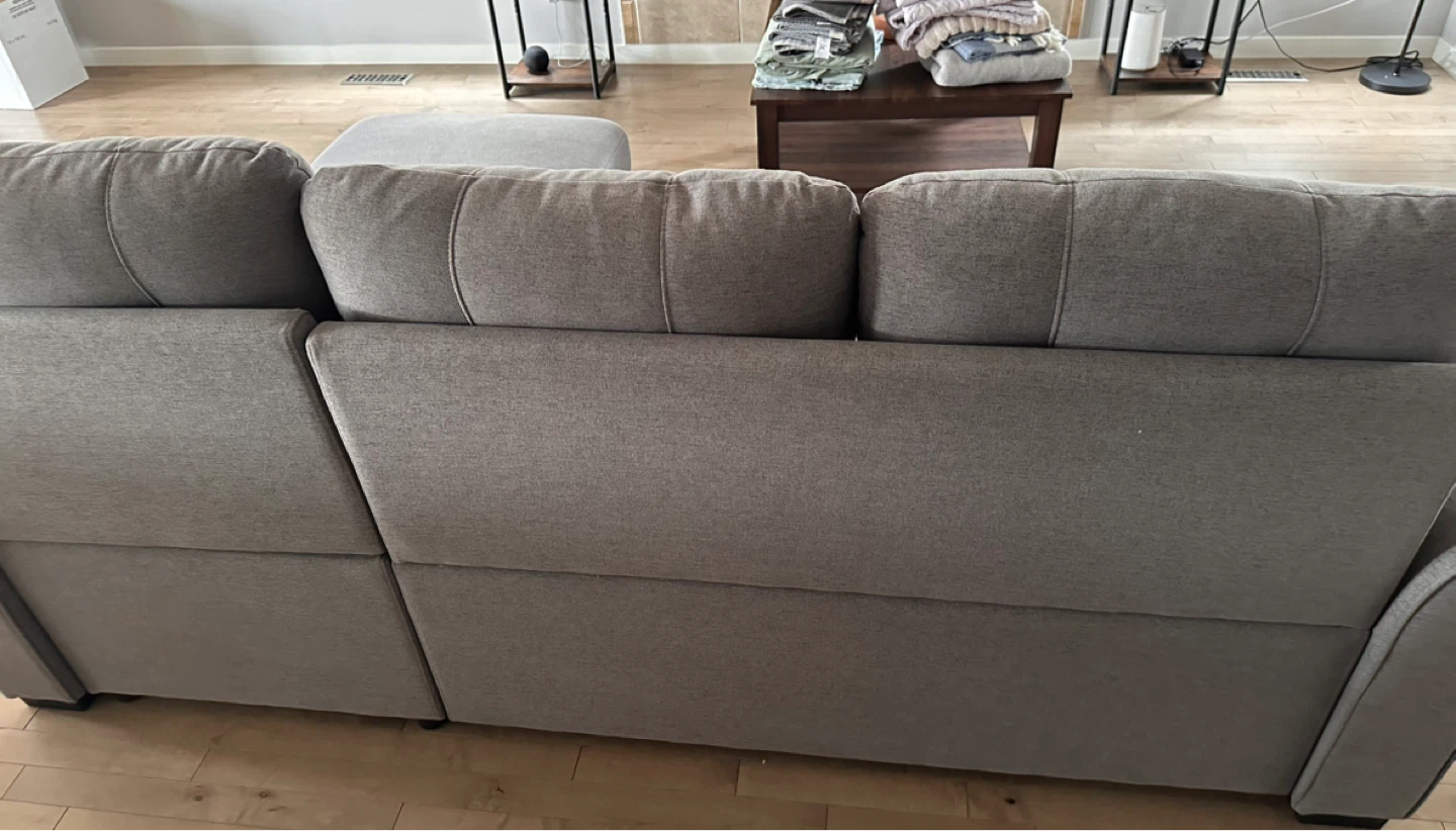 Grey Sectional Sofa with Storage Chaise & Pull-Out Bed - photo 3