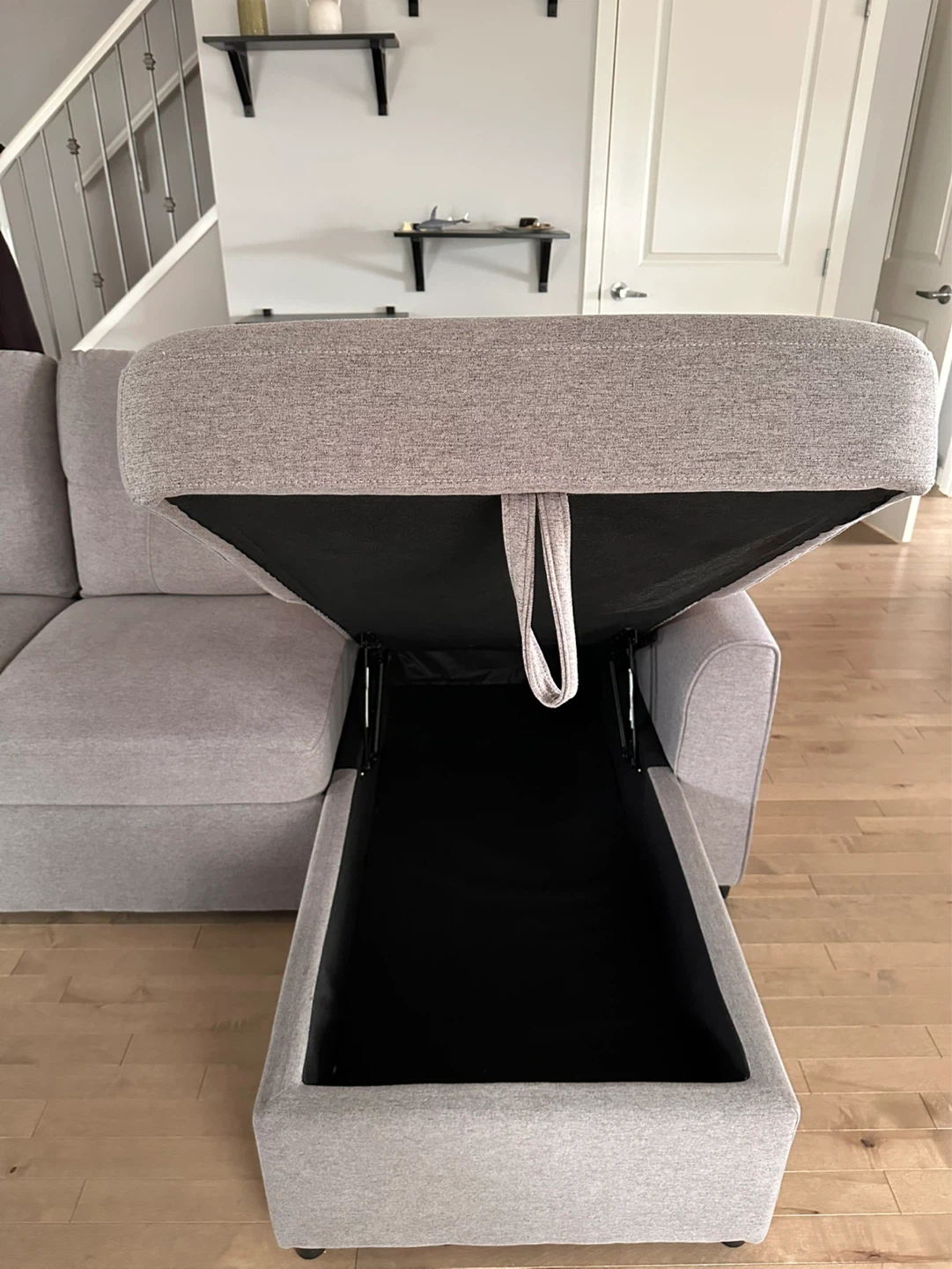 Grey Sectional Sofa with Storage Chaise & Pull-Out Bed - photo 2