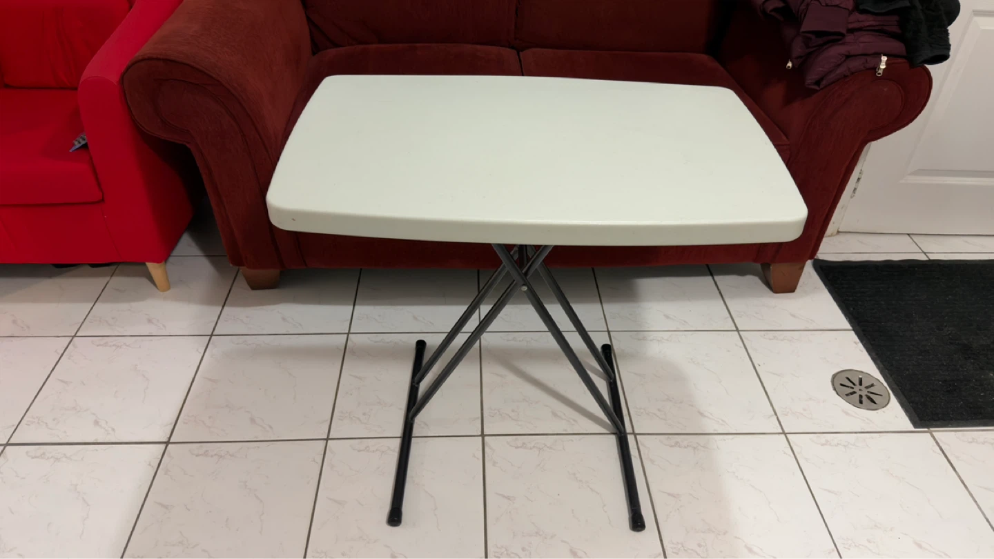 Adjustable Folding Table - White