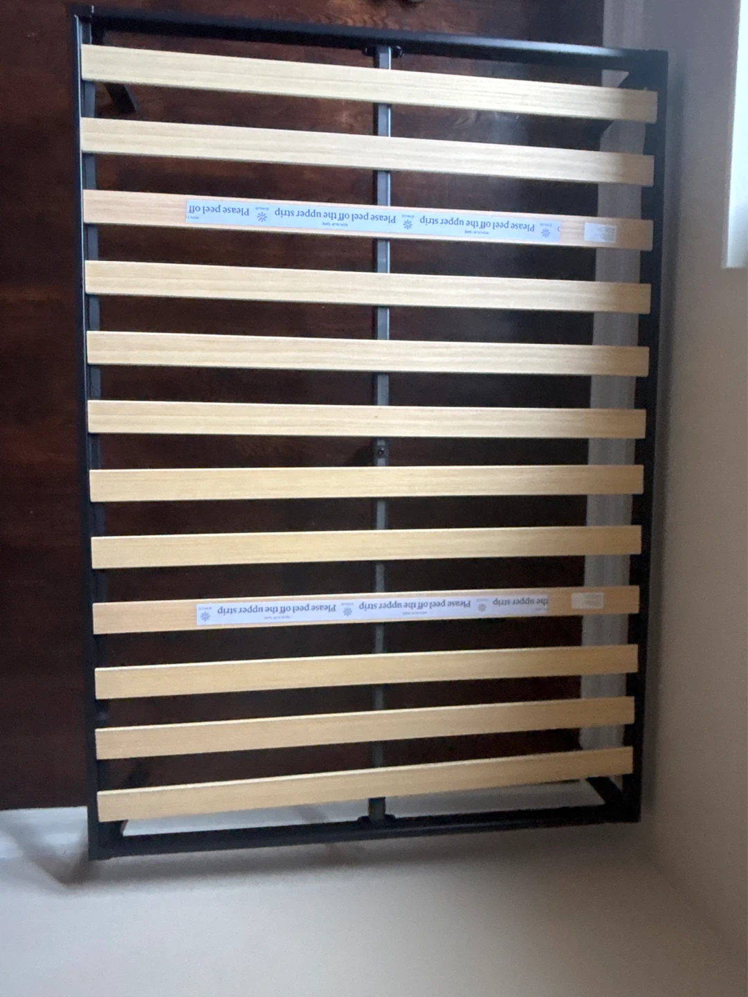 Black Metal Bed Frame with Wooden Slats (Double twin) - photo 2