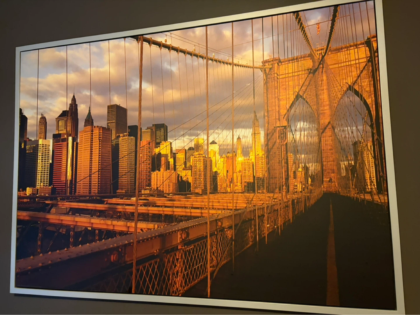 Framed Artwork of Brooklyn Bridge and NYC Skyline