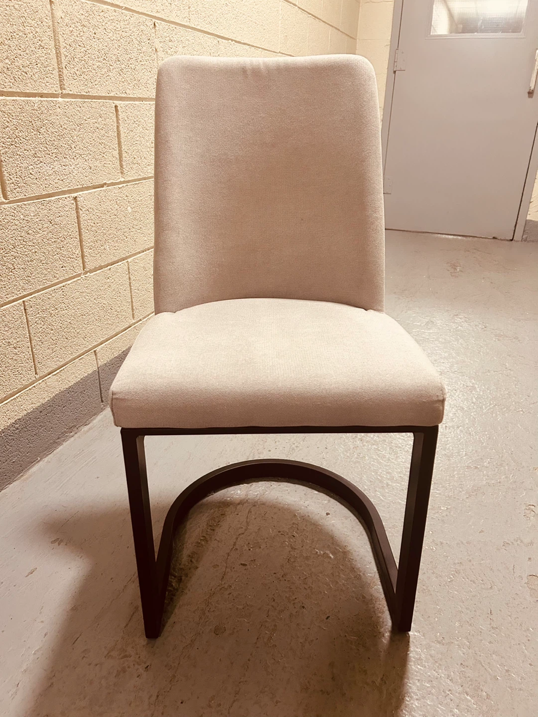 Grey Upholstered Chair with Black Metal Frame - photo 2