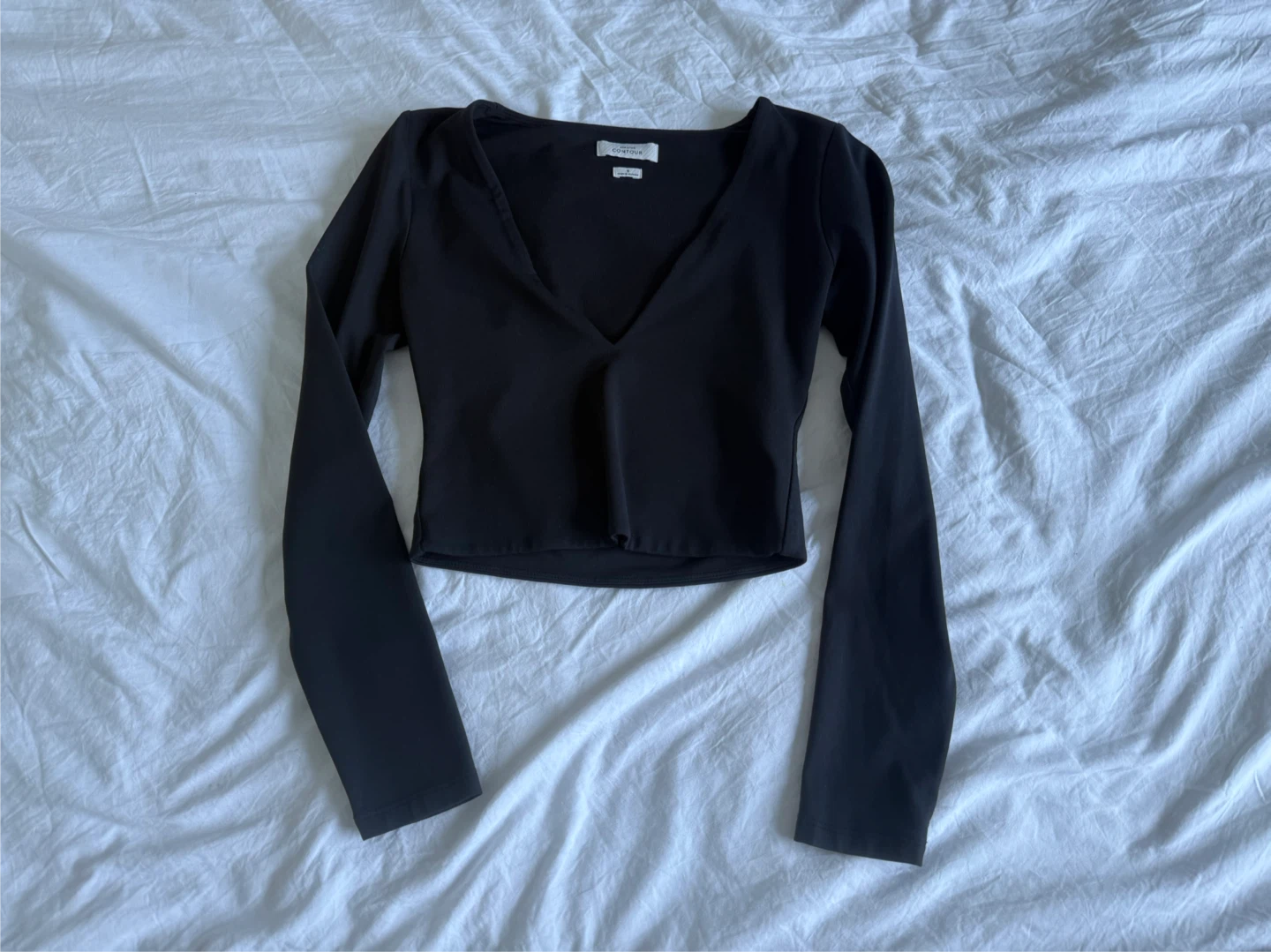 CONTOUR Black Long Sleeve V-Neck Top