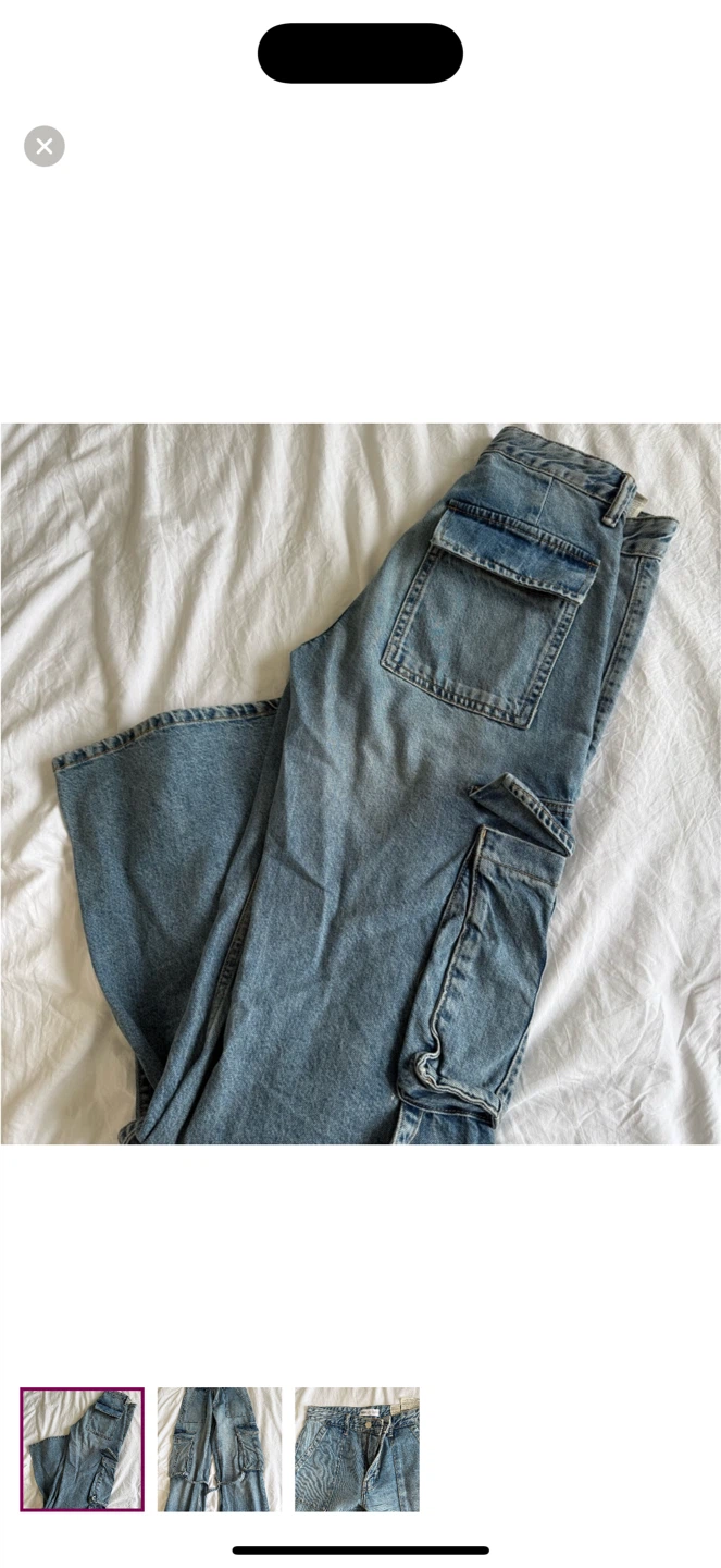 Women's Blue Denim Cargo Pants