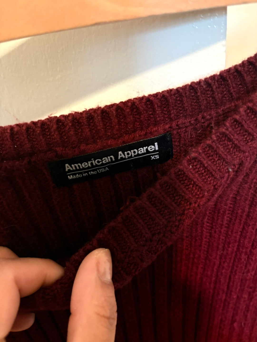 American Apparel Maroon Ribbed Knit Dress XS