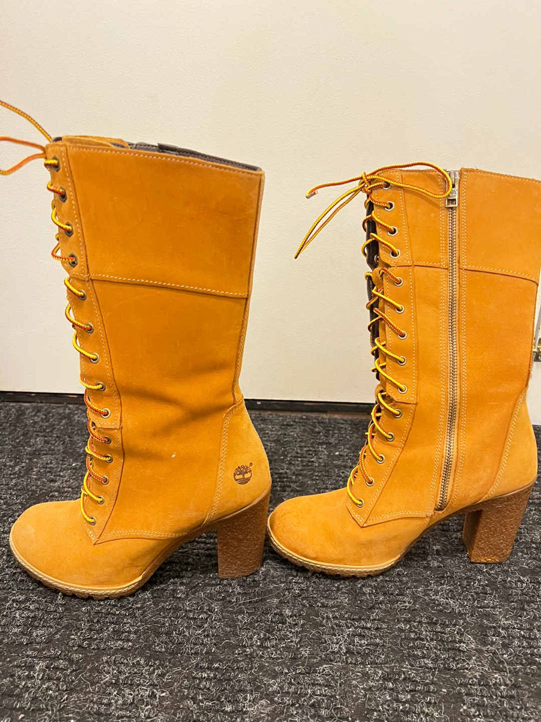 Timberland Women's Lace-Up Heeled Boots - Mustard Yellow