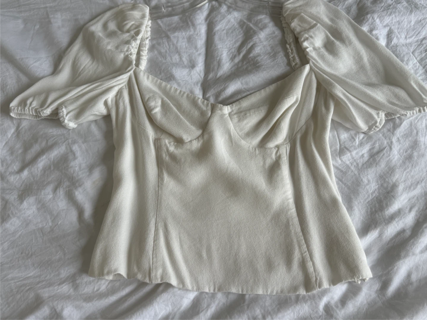 Wilfred White Puff Sleeve Corset Top