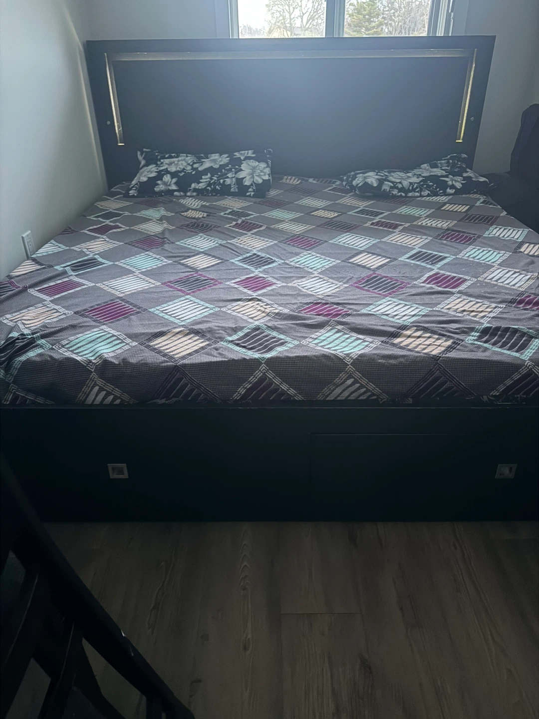 Black king  Bed Frame with Storage Drawers