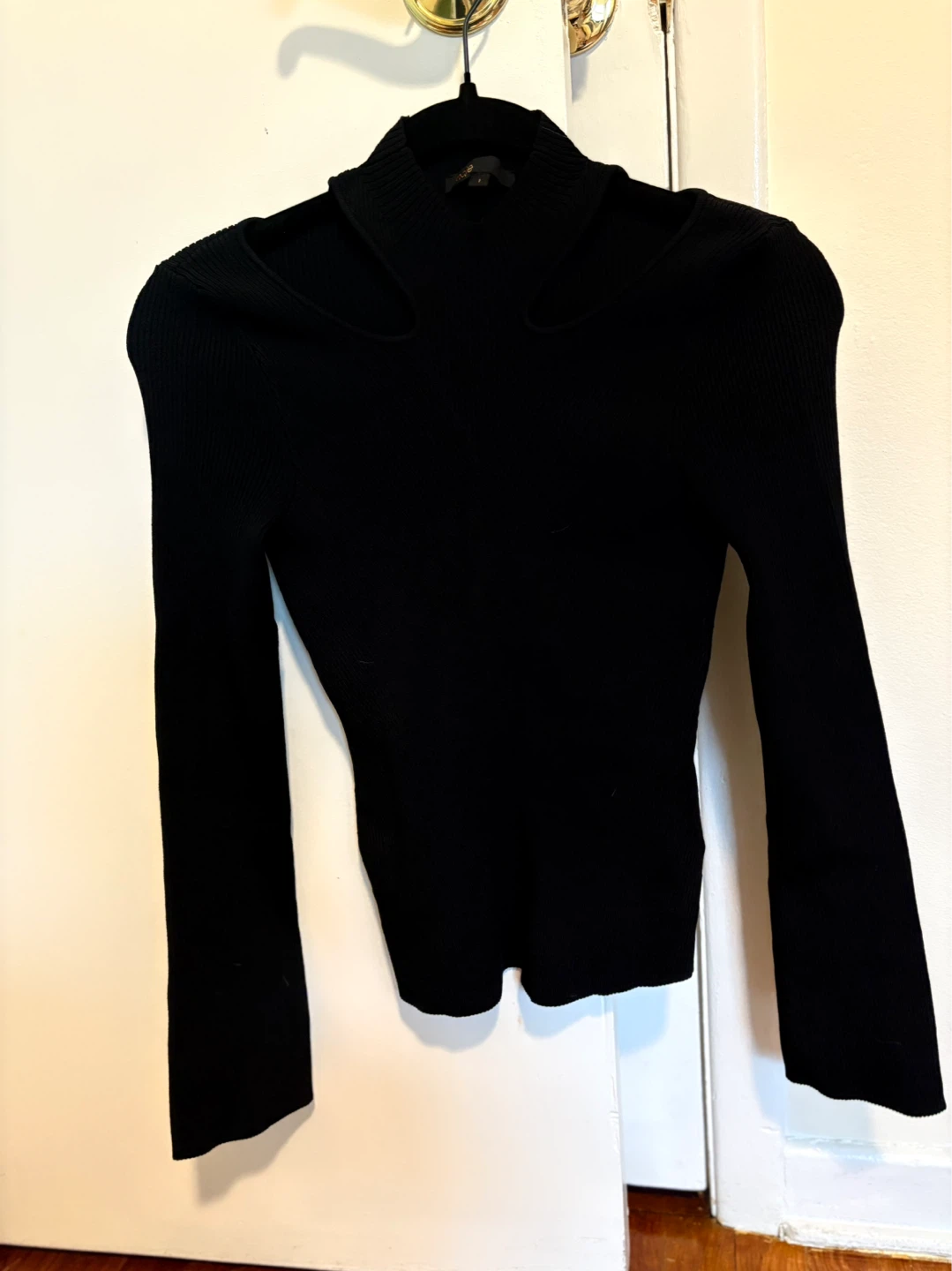 Maje Black Cut-Out Mock Neck Sweater Size 1 - photo 2
