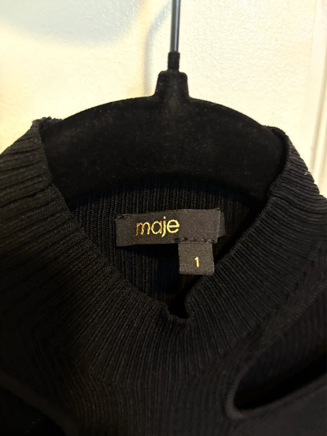 Maje Black Cut-Out Mock Neck Sweater Size 1