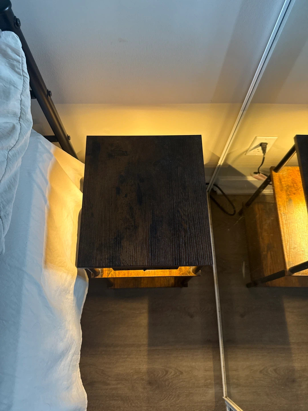 Industrial Style End Table with Built-in Outlet - photo 2