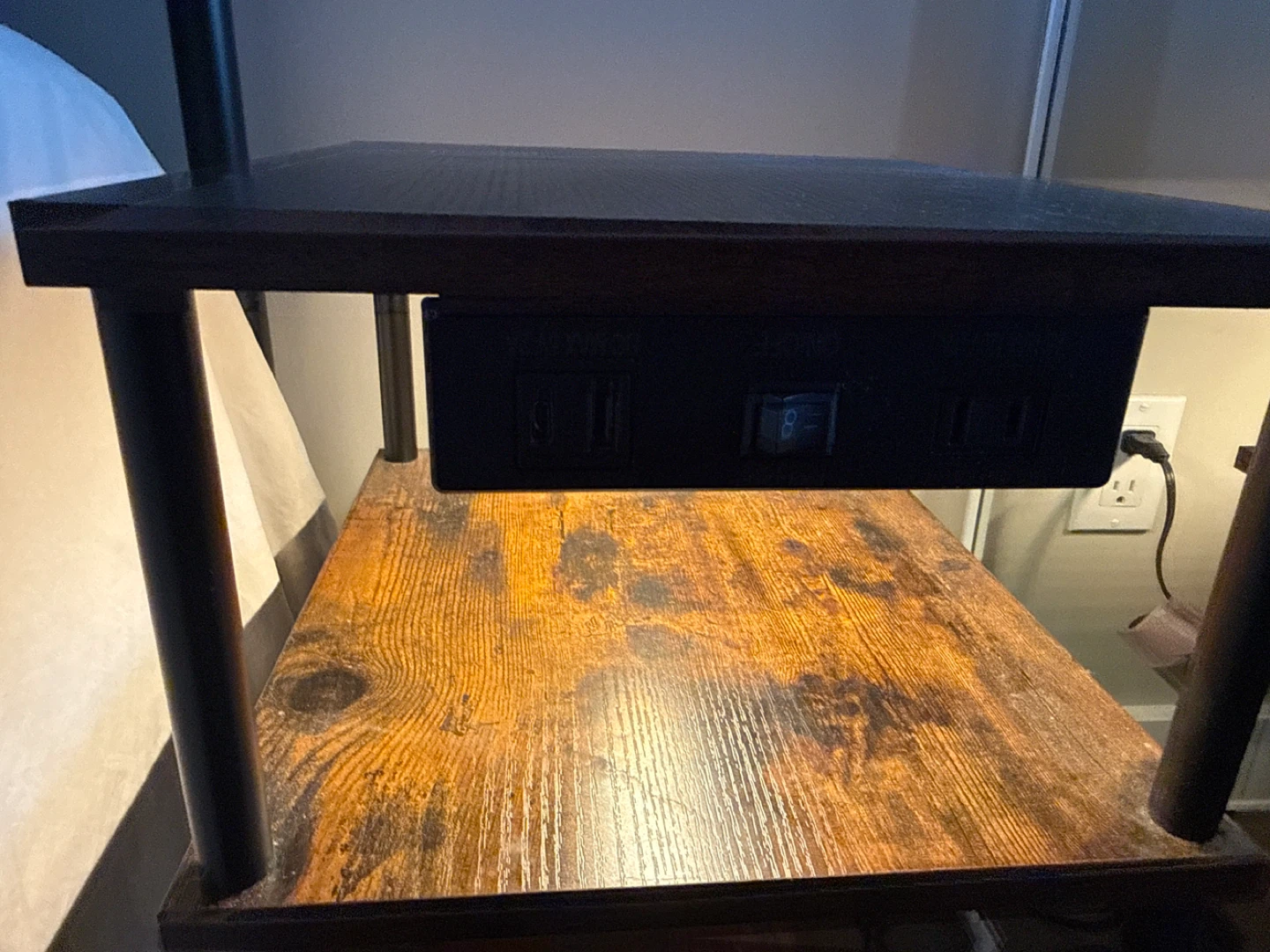 Industrial Style End Table with Built-in Outlet - photo 3