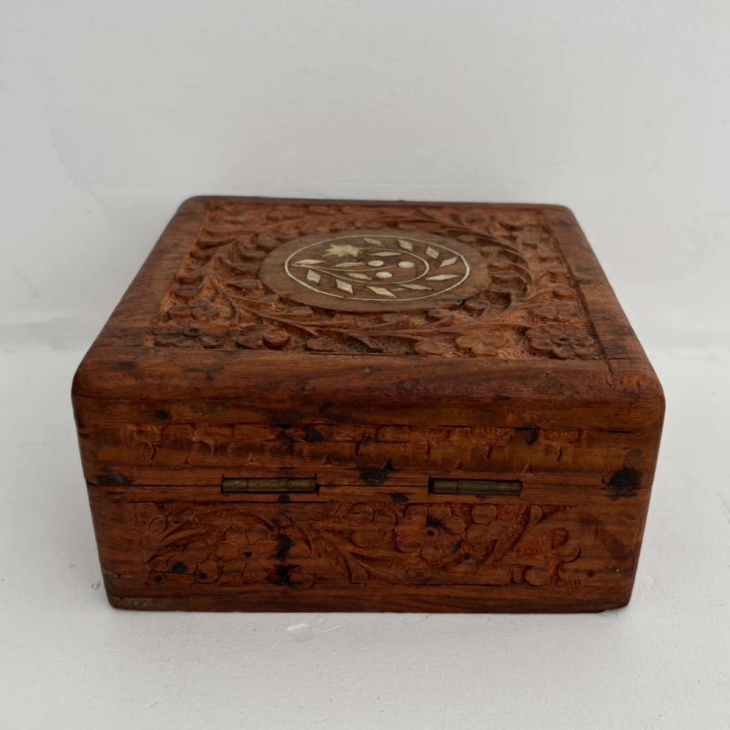 Vintage Hand-Carved Wooden Box - photo 3