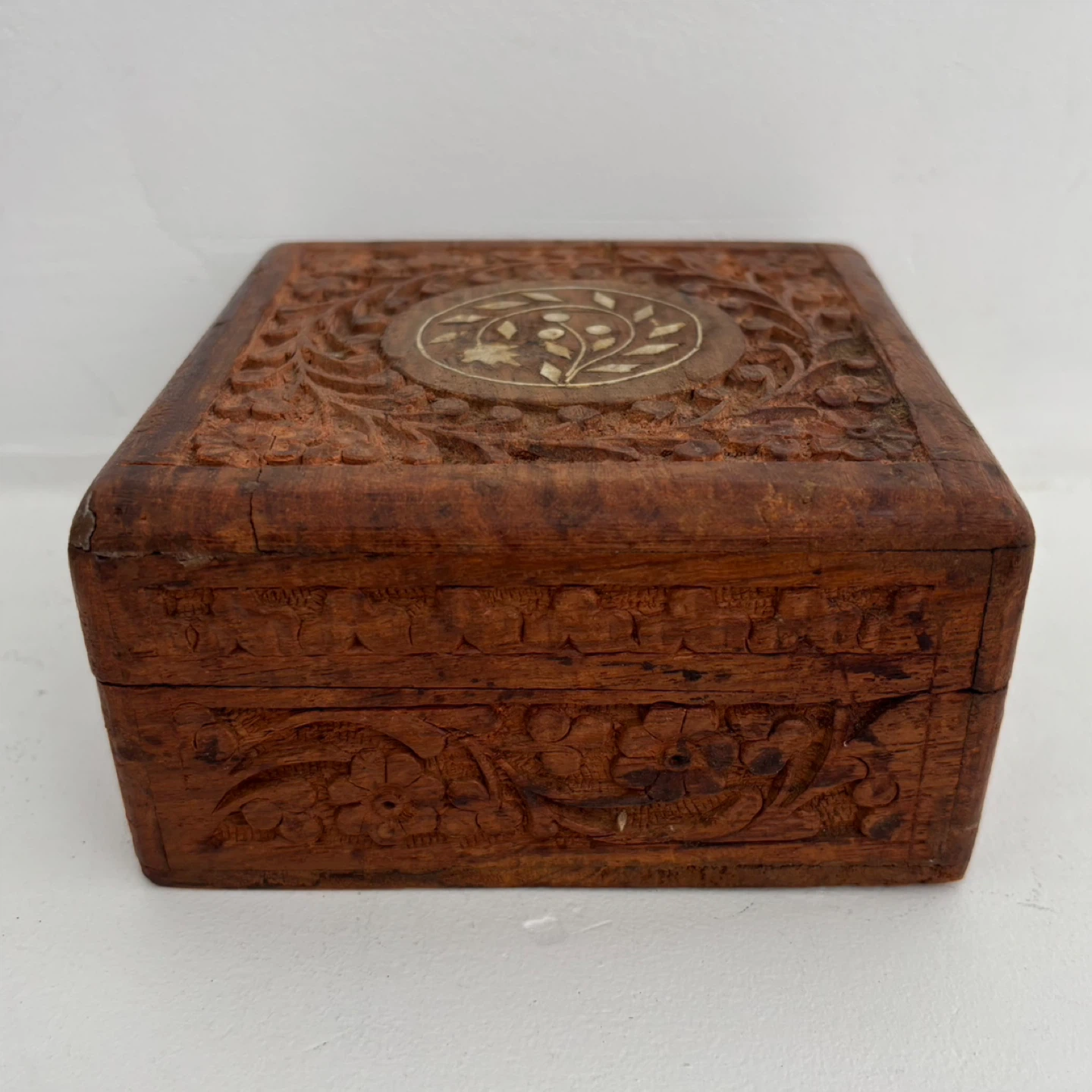 Vintage Hand-Carved Wooden Box - photo 2