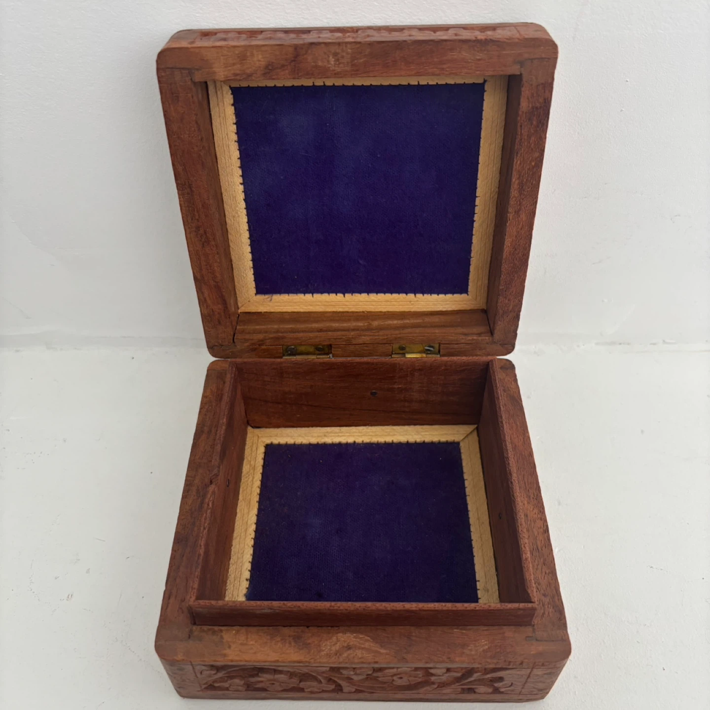 Vintage Hand-Carved Wooden Box - photo 4