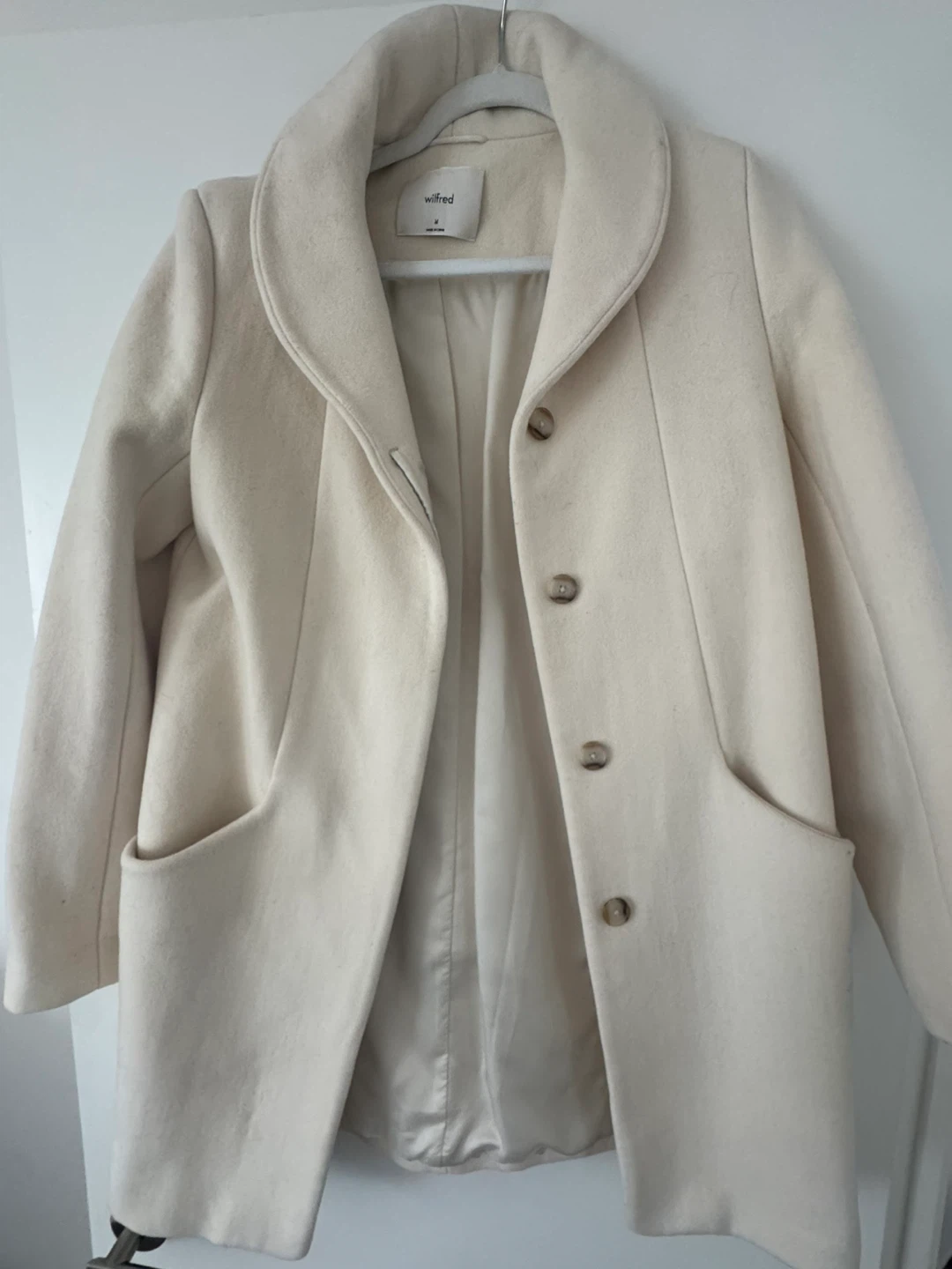 Wilfred Wool & Cashmere Cocoon Coat Cream Size M